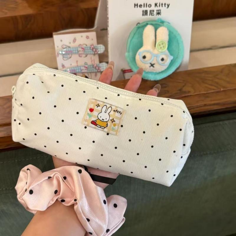 Pencil Case Large - Cartoon Anime Miffy Polka Dot Zipper
