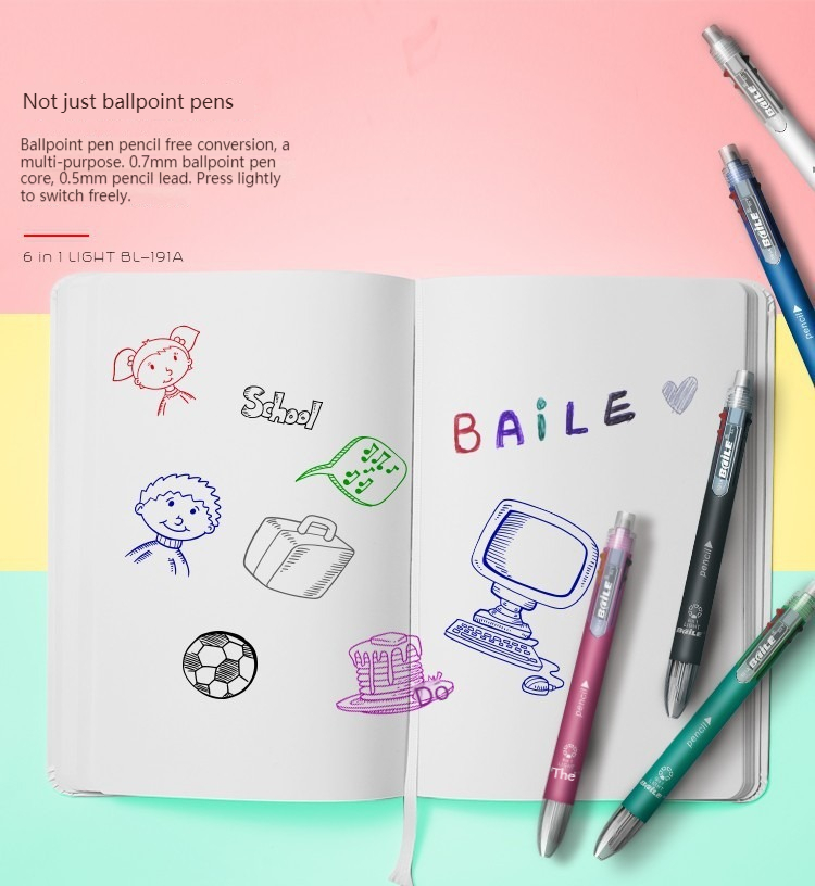 6 in 1 MultiColor Pen Ballpoin - Staedtler Pencil Lumocolor ulasan dan harga