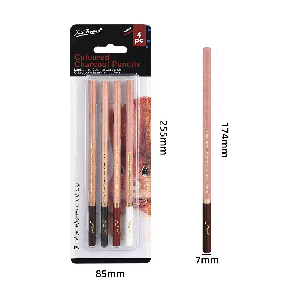 4Pcs Professional Sketch Charc - Highlighter Set Pastel ulasan dan harga